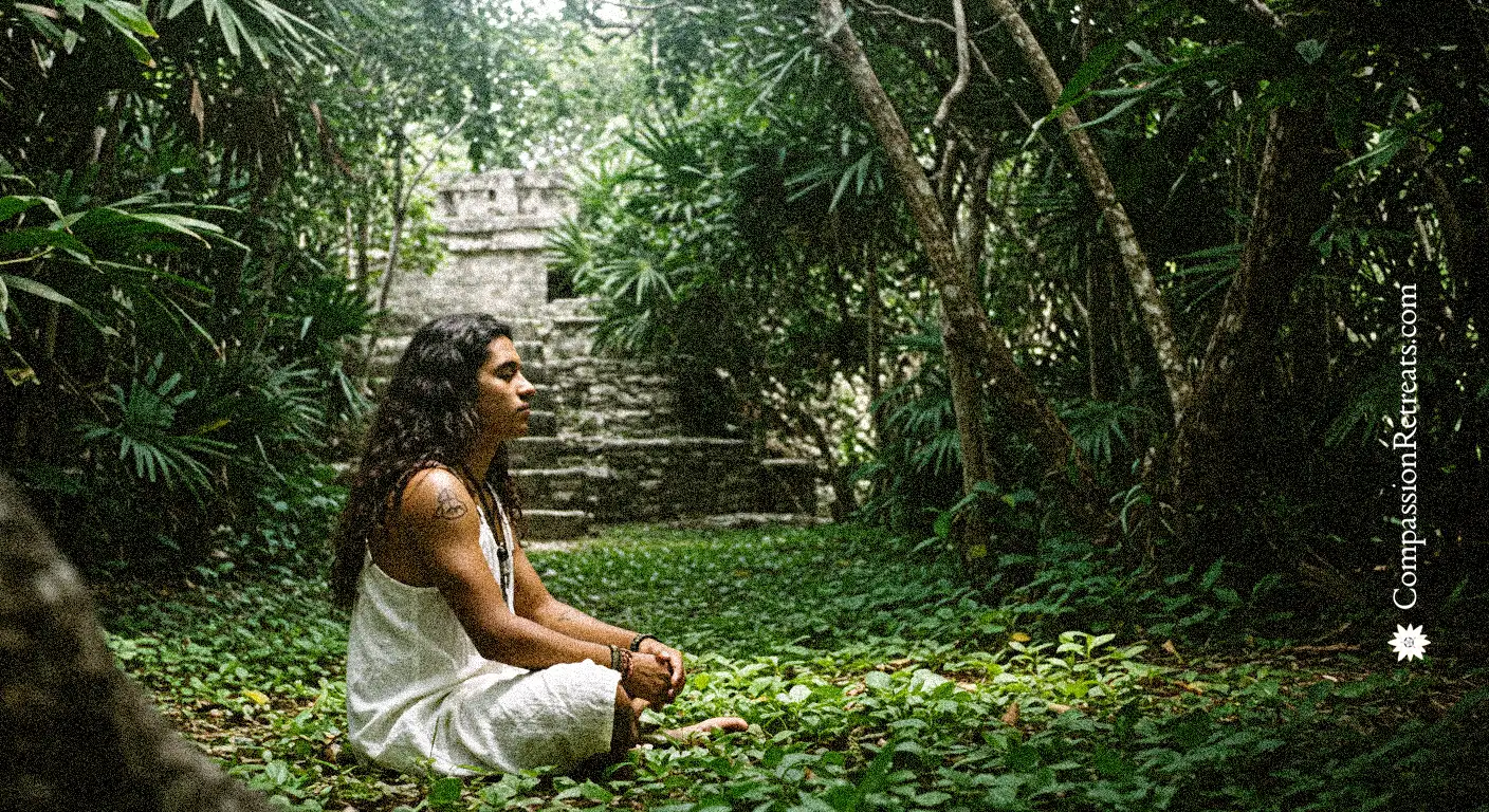 Person Contemplating in Mayan jungle